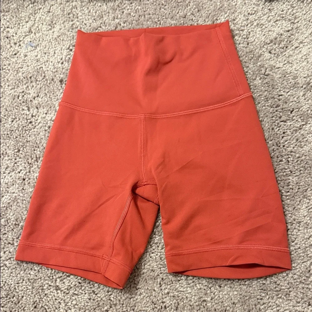 lululemon athletica High-Rise Bike Shorts in Bright Orange